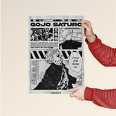 Gojo Satoru Honored One Grungy Manga Poster